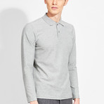 Cotton Gent // Regular Fit Long Sleeved Polo // Grey (L)