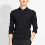 Cotton Gent // Regular Fit Long Sleeved Polo // Black (XS)