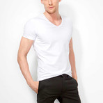 V Neck Slim Fit Tee // White (M)