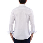 Jacquard Bird Design Long Sleeve Shirt // White (XL)