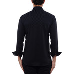 Gradient Circle Jacquard Long Sleeve Shirt // Black (3XL)