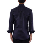 Jacquard Threaded Design Long Sleeve Shirt // Black (S)