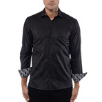 Abstract Circle + Square Art Jacquard Long Sleeve Shirt // Black (M)