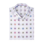 Star Burst Poplin Print Short Sleeve Shirt // White (M)