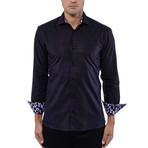 Jacquard Threaded Design Long Sleeve Shirt // Black (2XL)