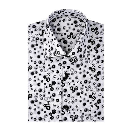 Poplin Print Circles Short Sleeve Shirt // White (S)