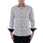 Poplin Geometric Print Long Sleeve Shirt // White (S)