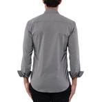 Abstract Poplin Print Long Sleeve Shirt // Black (L)