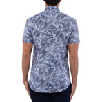 Abstract Graphic Art Print Short Sleeve Shirt // Navy Blue (XL)