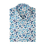 Poplin Print Circles Short Sleeve Shirt // Navy Blue + White (L)