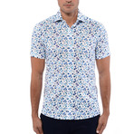 Poplin Print Circles Short Sleeve Shirt // Navy Blue + White (XL)