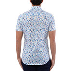 Poplin Print Circles Short Sleeve Shirt // Navy Blue + White (L)