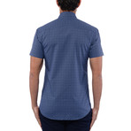 Polygon Poplin Print Short Sleeve Shirt // Navy Blue (M)