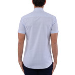 Polygon Poplin Print Short Sleeve Shirt // White + Blue (M)