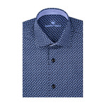 Polygon Poplin Print Short Sleeve Shirt // Navy Blue (L)