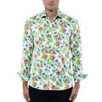 Tropical Print Long Sleeve Shirt // White (L)