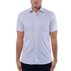 Polygon Poplin Print Short Sleeve Shirt // White + Blue (L)