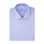 Polygon Poplin Print Short Sleeve Shirt // White + Blue (3XL)