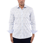 Abstract Poplin Print Long Sleeve Shirt // White (L)
