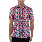 Geometric Poplin Print Short Sleeve Shirt // Multicolor (S)