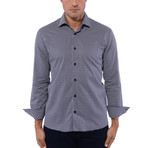 Classic Poplin Print Long Sleeve Shirt // Navy Blue (L)