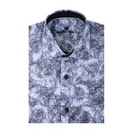Abstract Graphic Art Print Short Sleeve Shirt // Navy Blue (L)