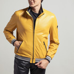 Gus Reversible Leather Jacket // Yellow (L)