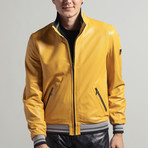 Gus Reversible Leather Jacket // Yellow (L)