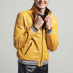 Gus Reversible Leather Jacket // Yellow (L)