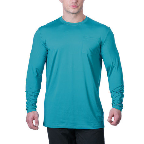 Arctic Cool Instant Cooling Long Sleeve Pocket Workwear Shirt // Teal Punch (Small)