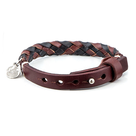 Ermanno Braided Leather Bracelet // Brown + Black