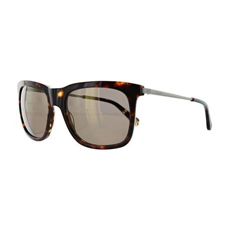 Men's Square Sunglasses // Havana + Brown Gold Mirror