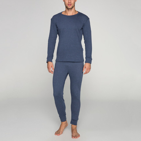 Logan Thermal Top + Bottom Base Layer Set // Navy (S)