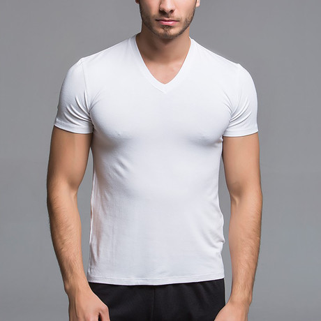 Bamboo V Neck T-Shirt // White (S)