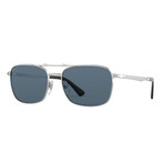 Men's Rectangle Navigator Sunglasses // Silver + Green