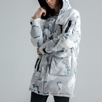 Hooded Camouflage Down Jacket // Blue (M)
