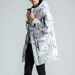 Hooded Camouflage Down Jacket // Blue (XL)