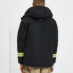 Hi Vis Inspired Hooded Down Jacket // Black (S)