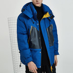 Contemporary Hooded Down Jacket // Blue (M)