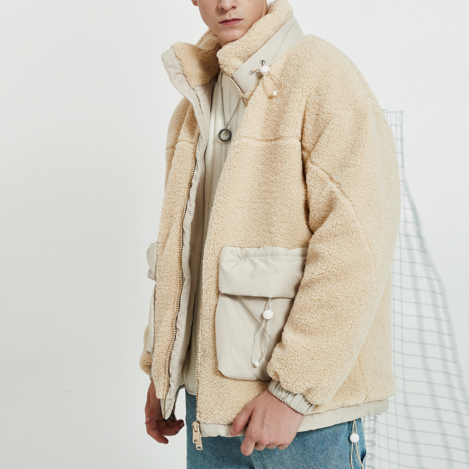 Fleece High Neck Collar Jacket // Apricot (S) - Defend Ciao - Touch of ...
