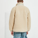 Fleece High Neck Collar Jacket // Apricot (L)