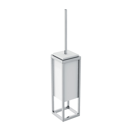 The Grid // Free-Standing Or Wall Toilet Brush // Chrome + White