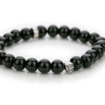 Onyx + Skull Motif Bracelet // Black + Silver