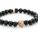Onyx + Lion Motif Bracelet // Black + Rose Gold
