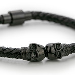 Leather + Skull Bracelet // Black