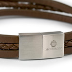 Leather Triple Strap Bracelet // Brown