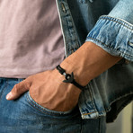 Braided Leather + Anchor Bracelet // Black