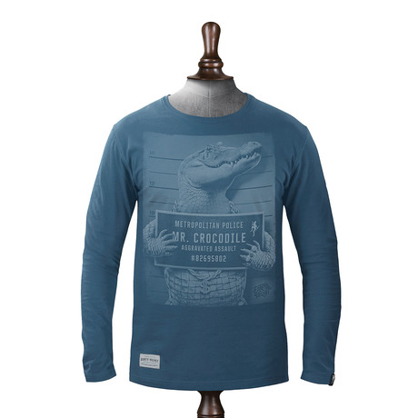 Mr. Crocodile Long Sleeve T-shirt // Deep Blue (XS)