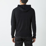 Ribbed Pullover Hooded Sweater // Black (L)