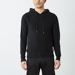 Ribbed Pullover Hooded Sweater // Black (3XL)